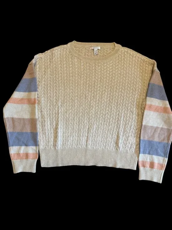 Sisstrevolution Cable Knit Sweater XS – Cozy Surf‑Inspired Striped Sleeves - Picture 6 of 7